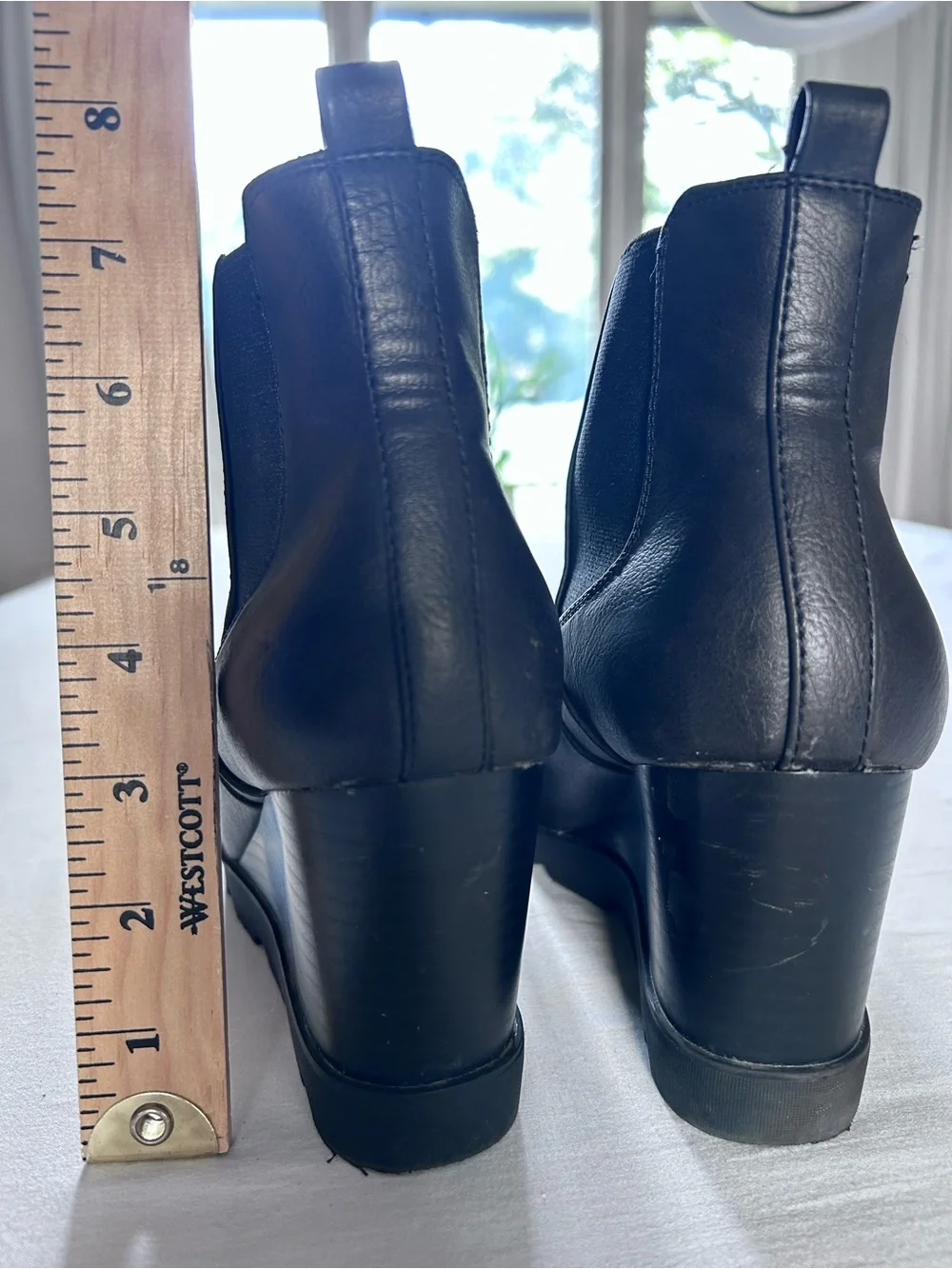 X Appeal Elise Black Wedge Chelsea Ankle Boots Women’s Size 7